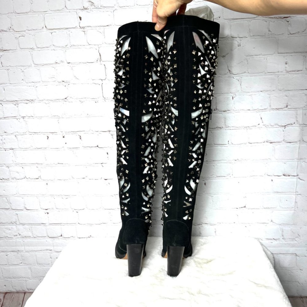 🚫SOLD! NWOT•JEFFREY CAMPBELL•INCREDIBLE Basilica Studded Suede Sheer Over The - Picture 11 of 16
